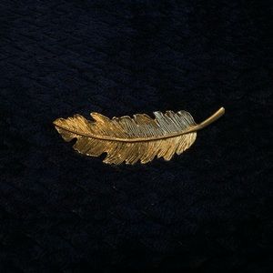 gold feather hair clip